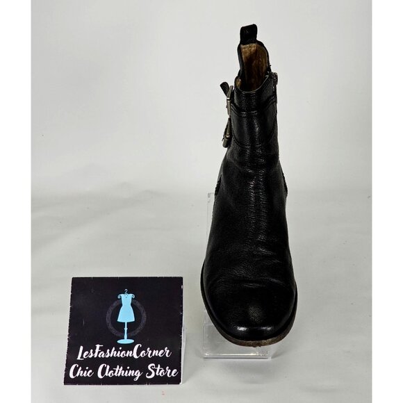 Frye Anna Gore Women's Black Leather Ankle Boots Buckle Detail Sze 8M 311 - Picture 15 of 16